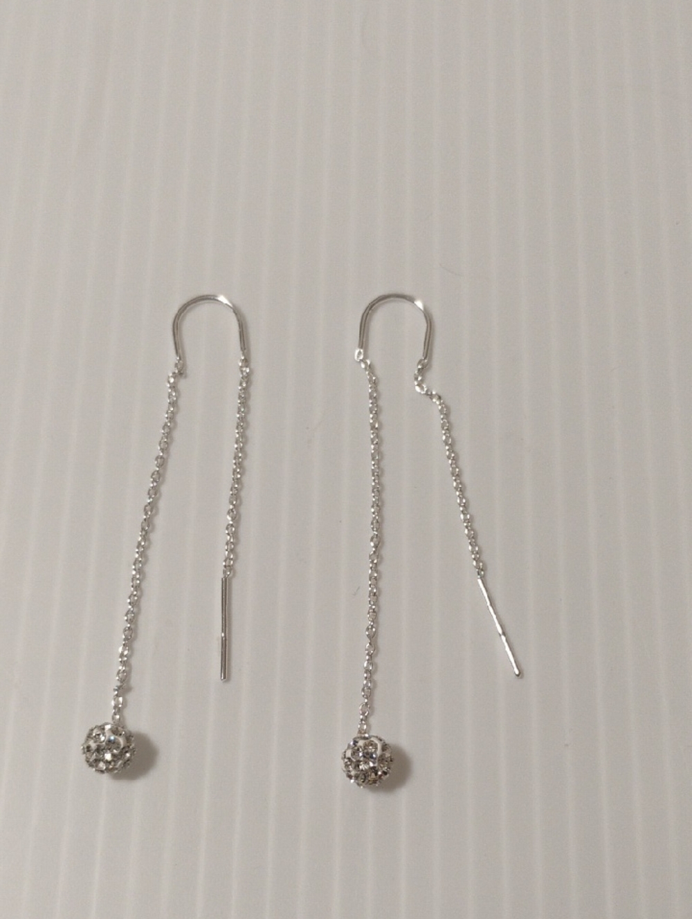 925 Sterling Silver Ball Dangle Threader Earrings